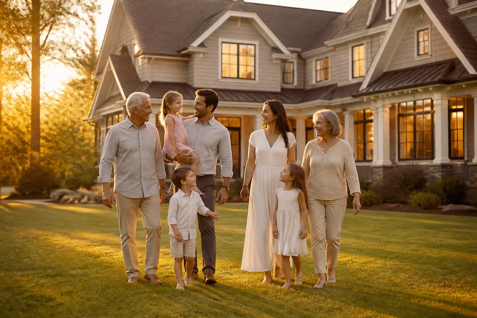 Luxury family home at golden hour